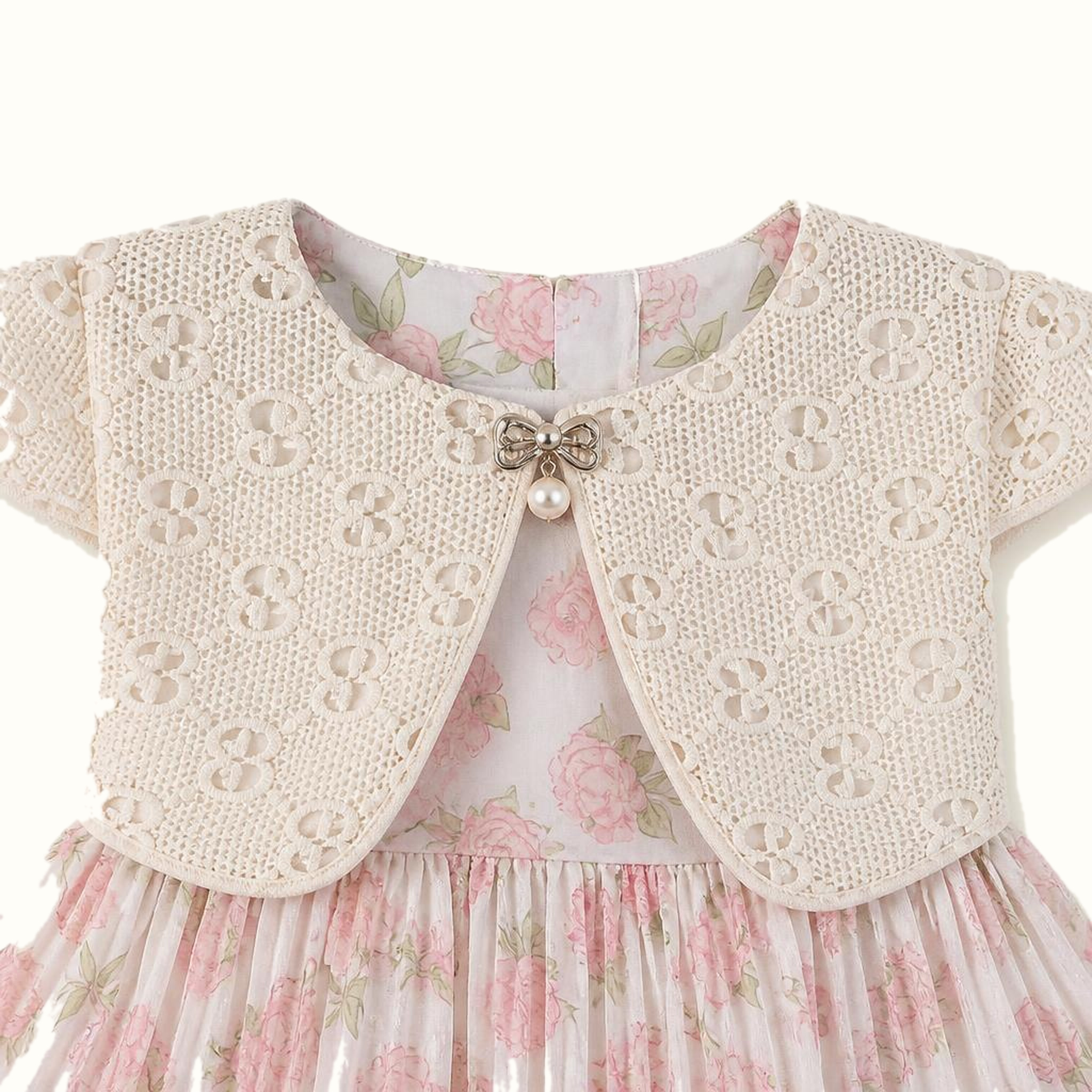 Girls' Floral Bow-Detail Jacket & Dress - ZAH-1377