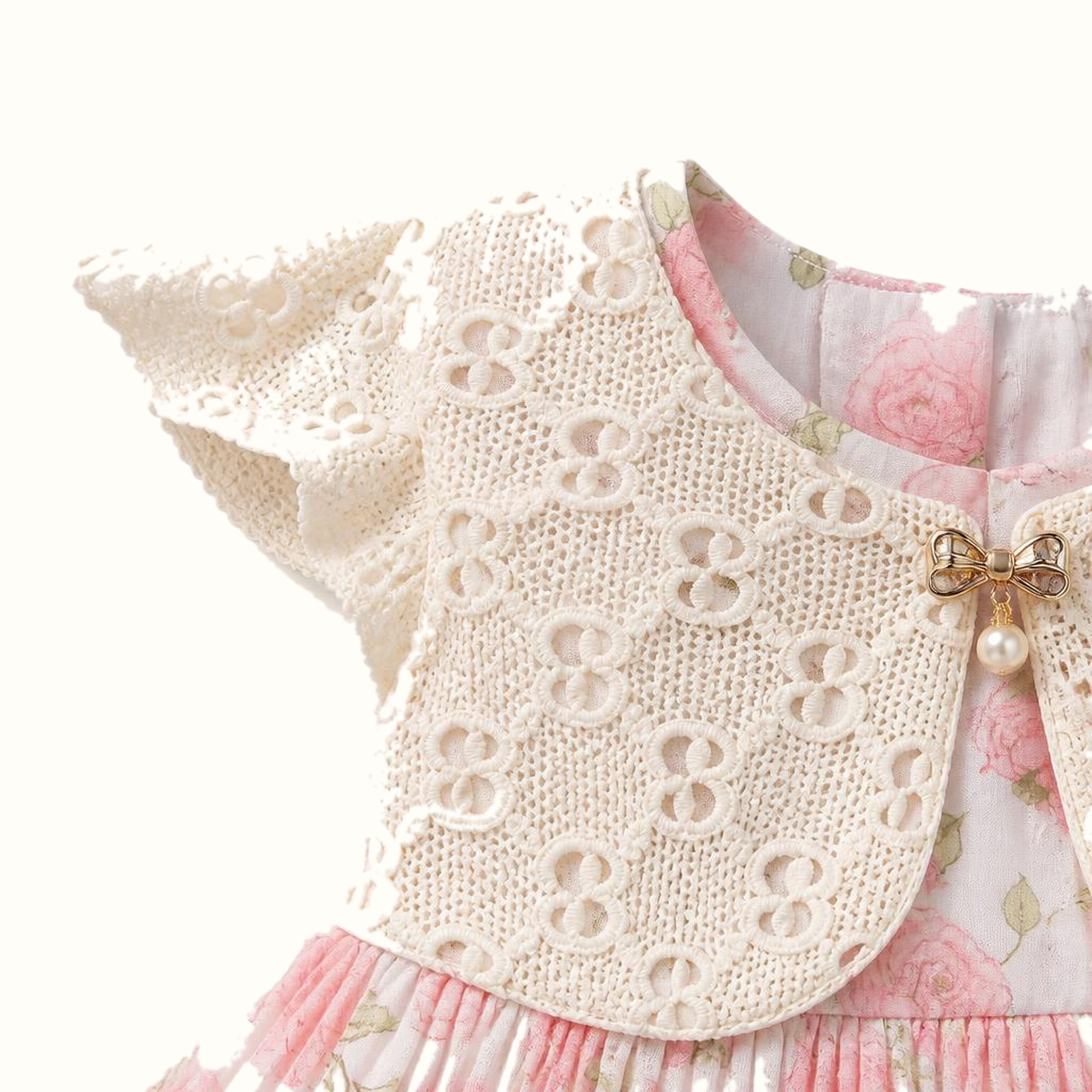 Girls' Floral Bow-Detail Jacket & Dress - ZAH-1377