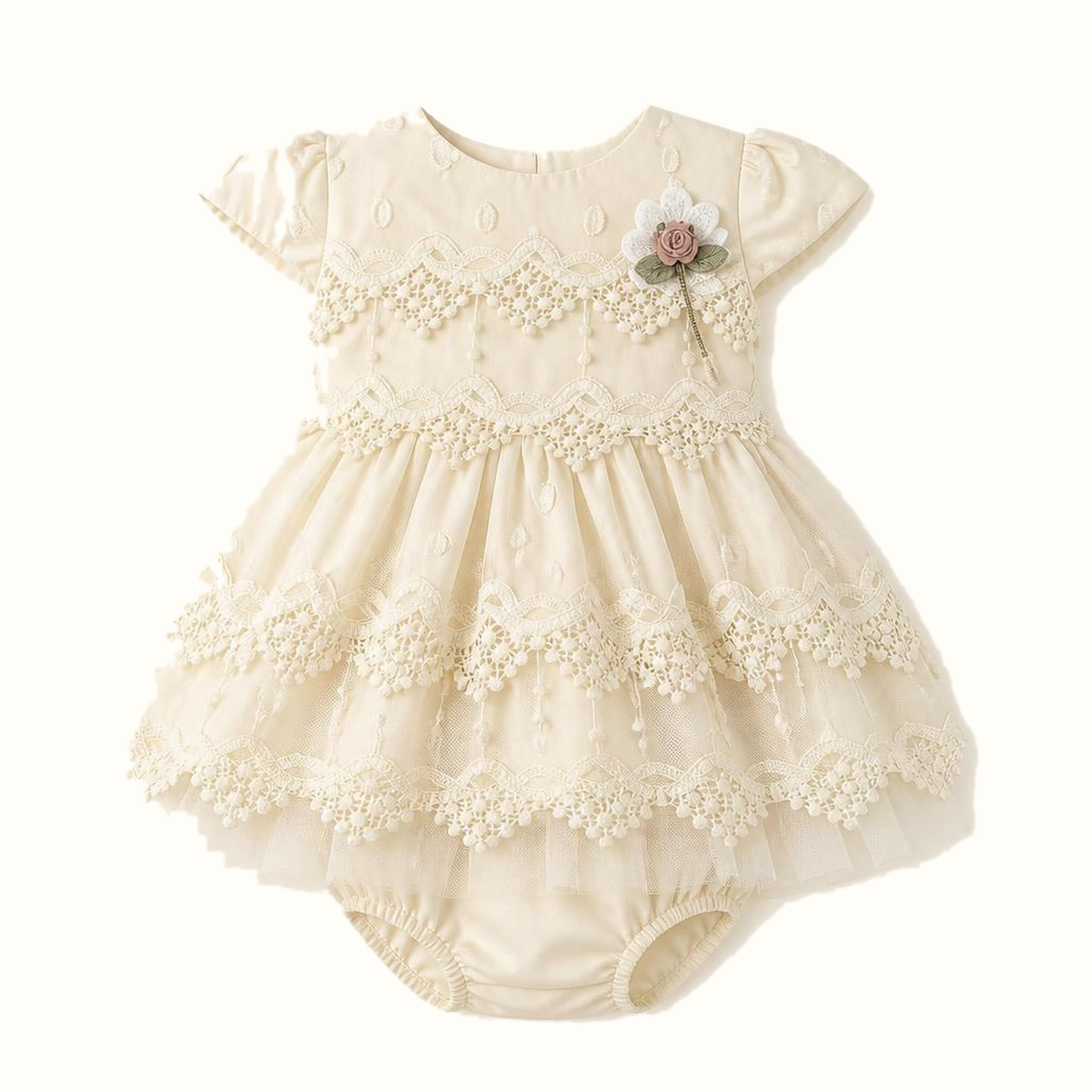 Girls' Floral Lace-Trim Dress - ZAH-1378