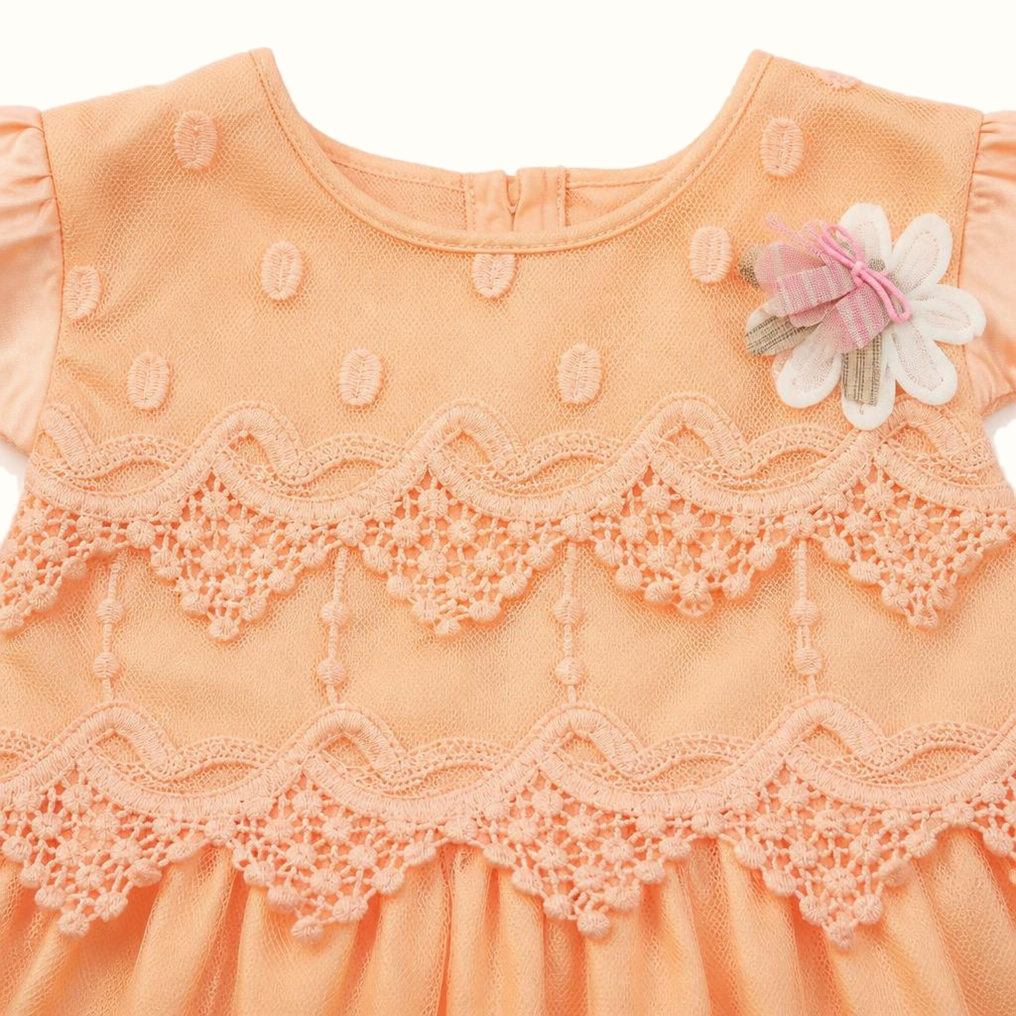 Girls' Floral Lace-Trim Dress - ZAH-1378
