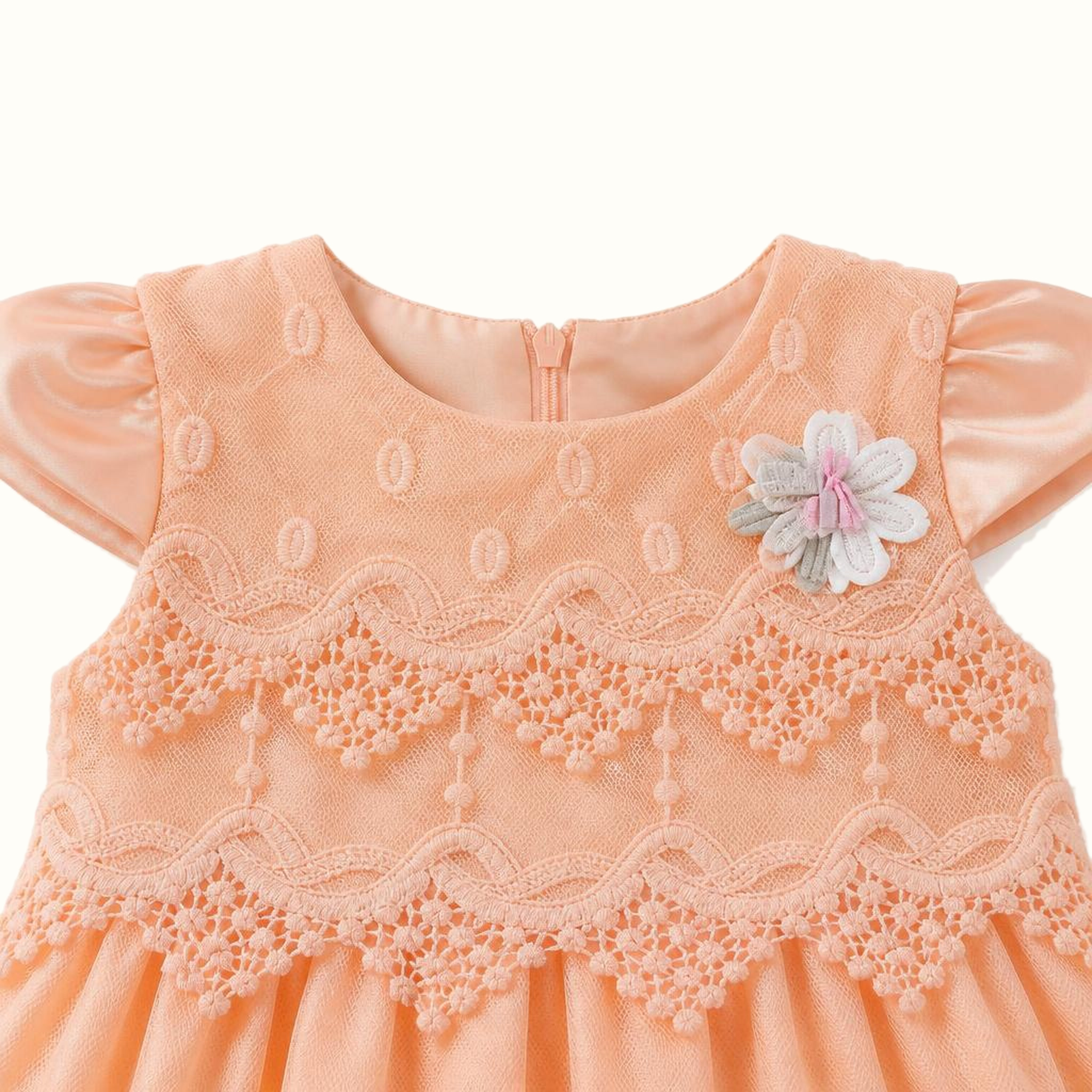 Girls' Floral Lace-Trim Dress - ZAH-1378