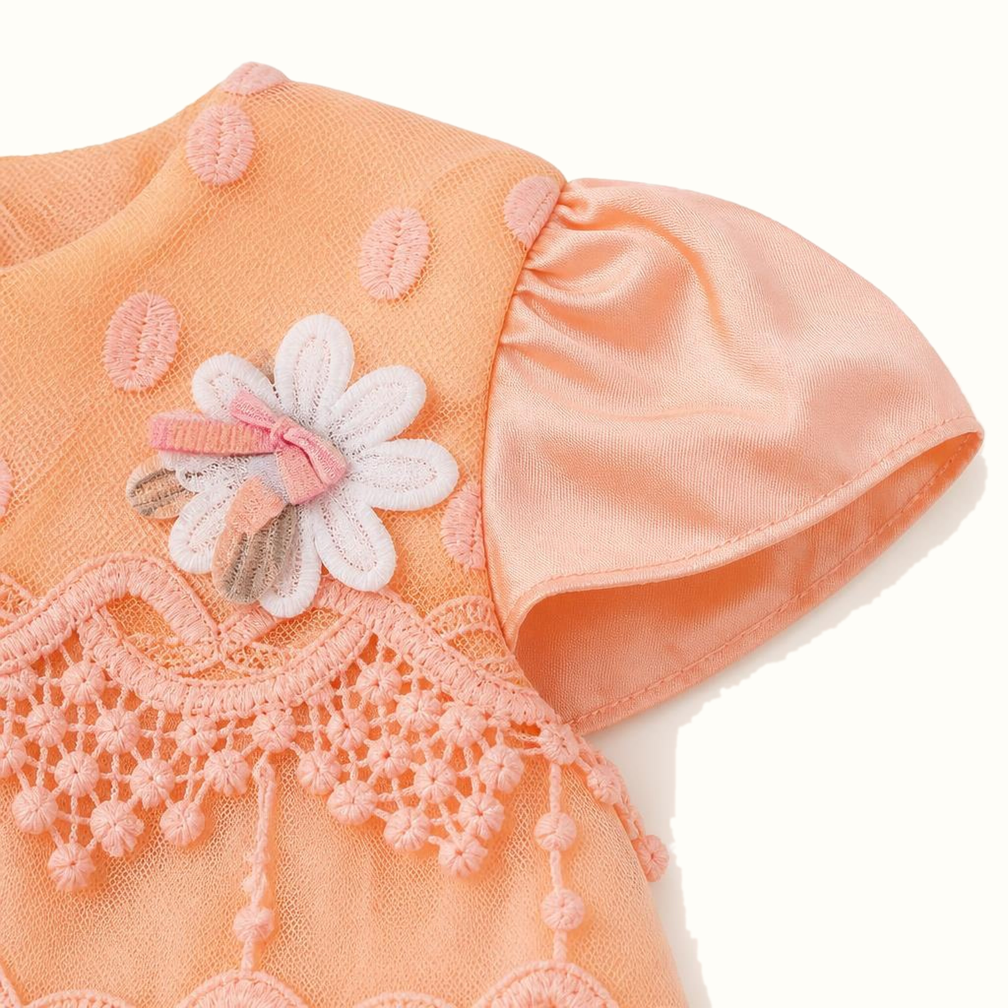 Girls' Floral Lace-Trim Dress - ZAH-1378
