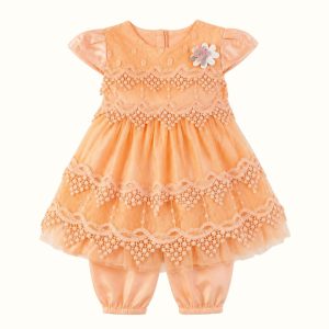 Girls' Floral Lace-Trim Dress - ZAH-1378