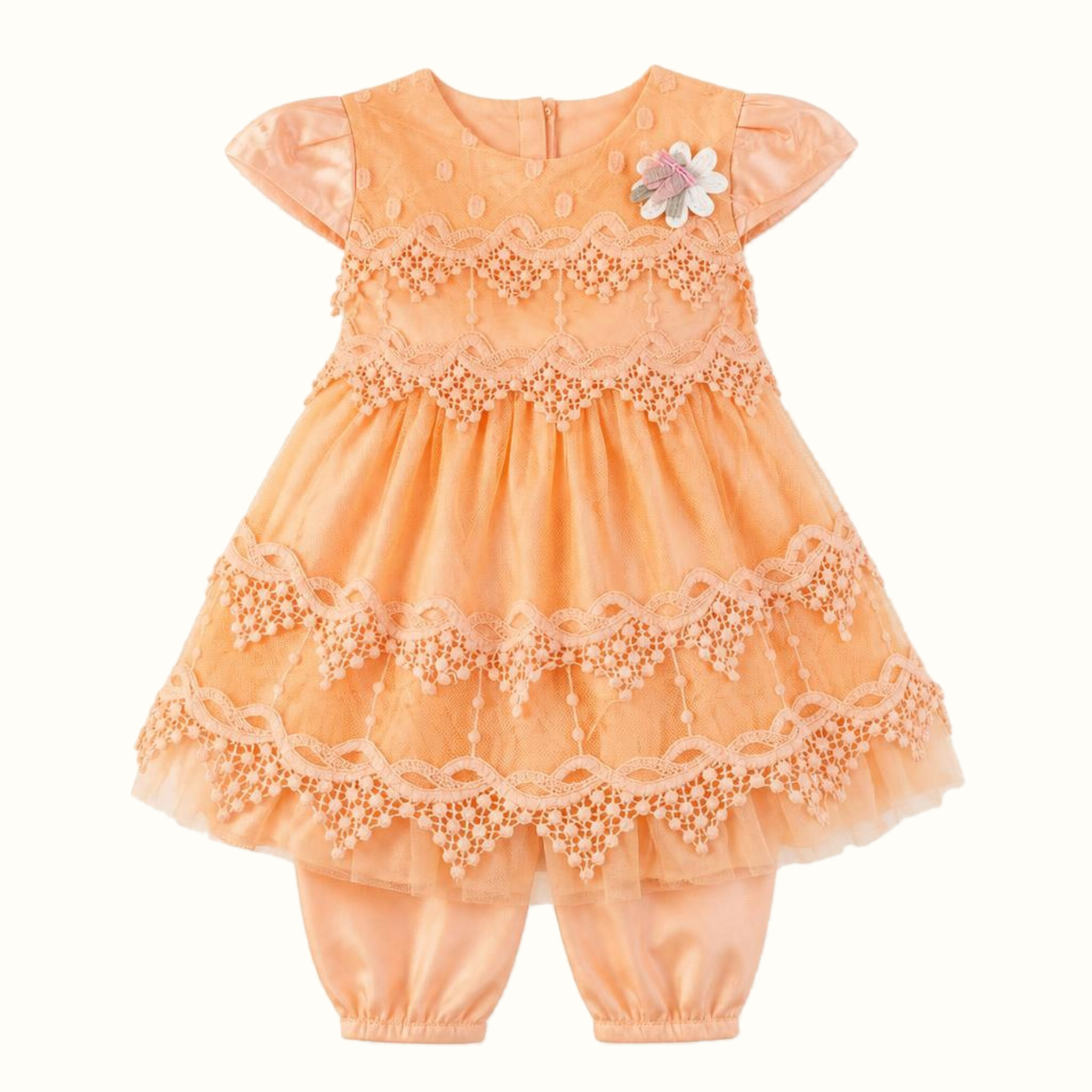 Girls' Floral Lace-Trim Dress - ZAH-1378