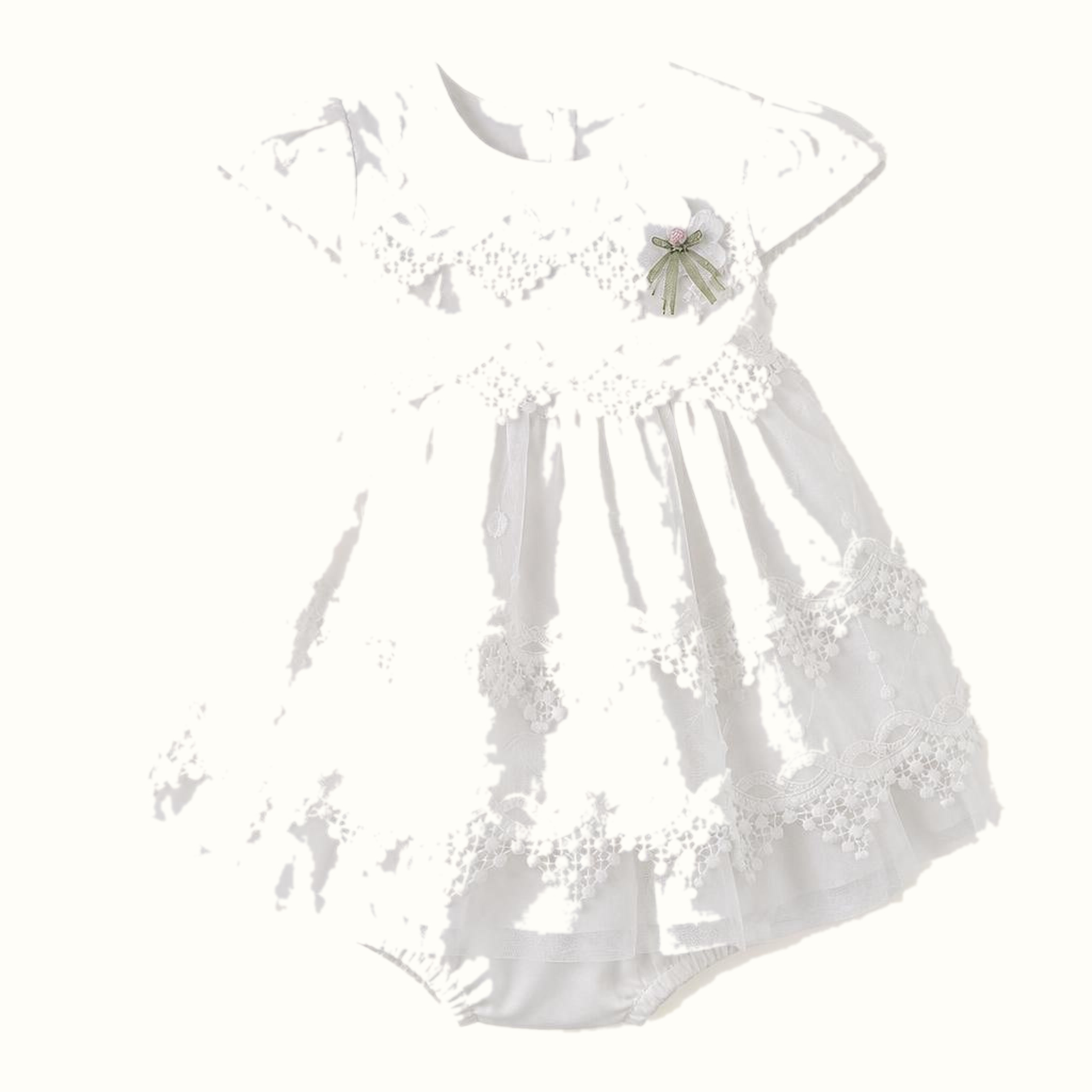 Girls' Floral Lace-Trim Dress - ZAH-1378