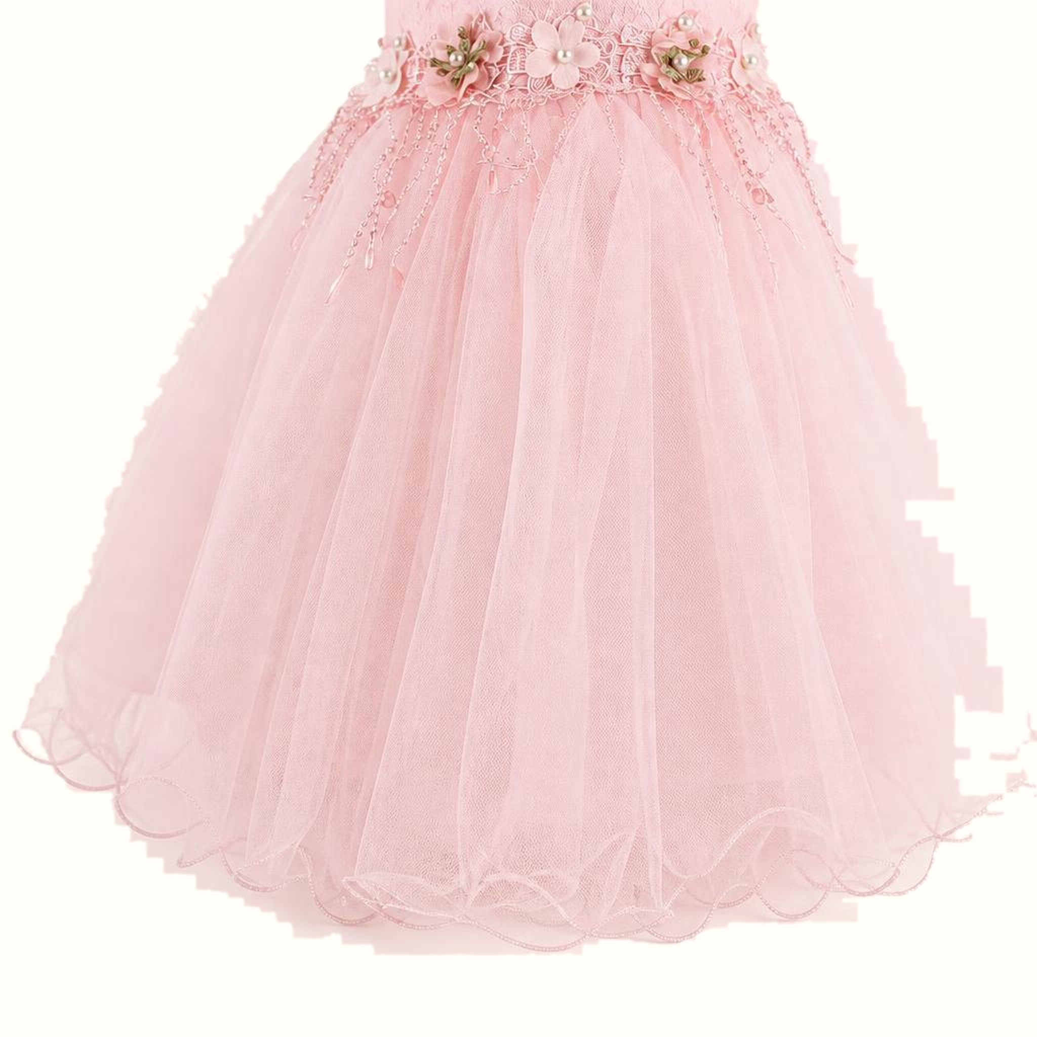 Girls' Floral Lace-Trim Tulle Dress - ZAH-1380