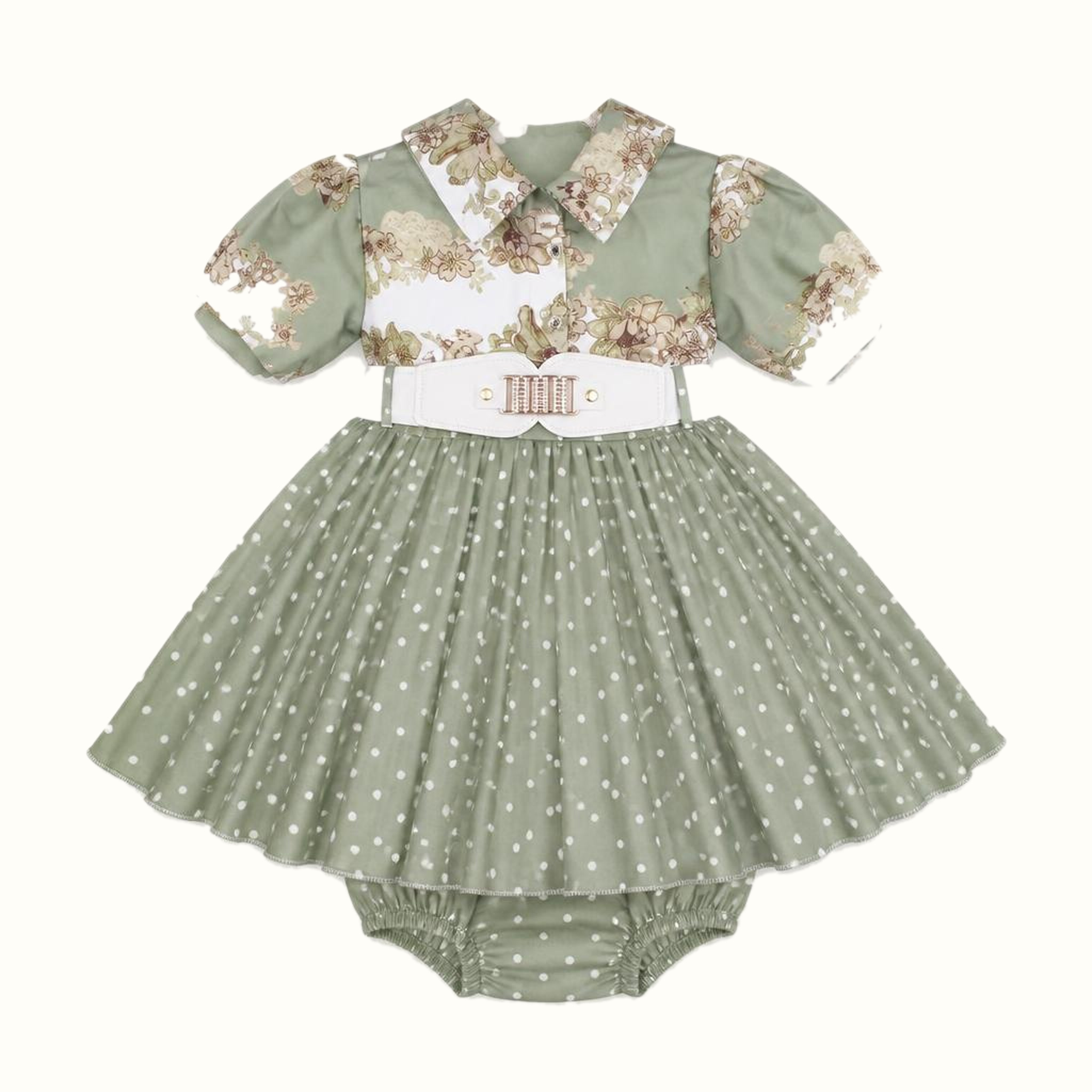 Girls' Floral Polka-Dot Dress - ZAH-1381
