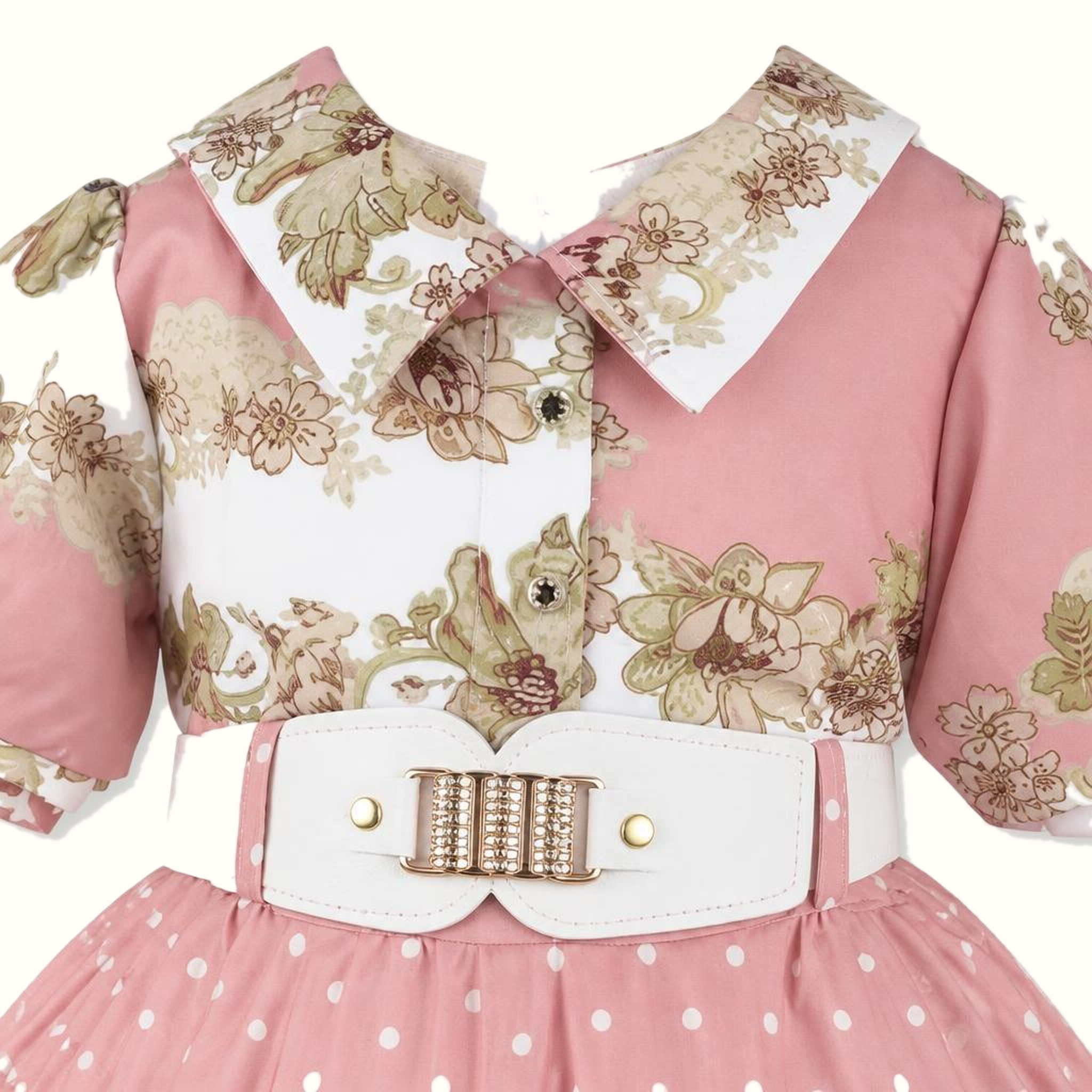 Girls' Floral Polka-Dot Dress - ZAH-1381