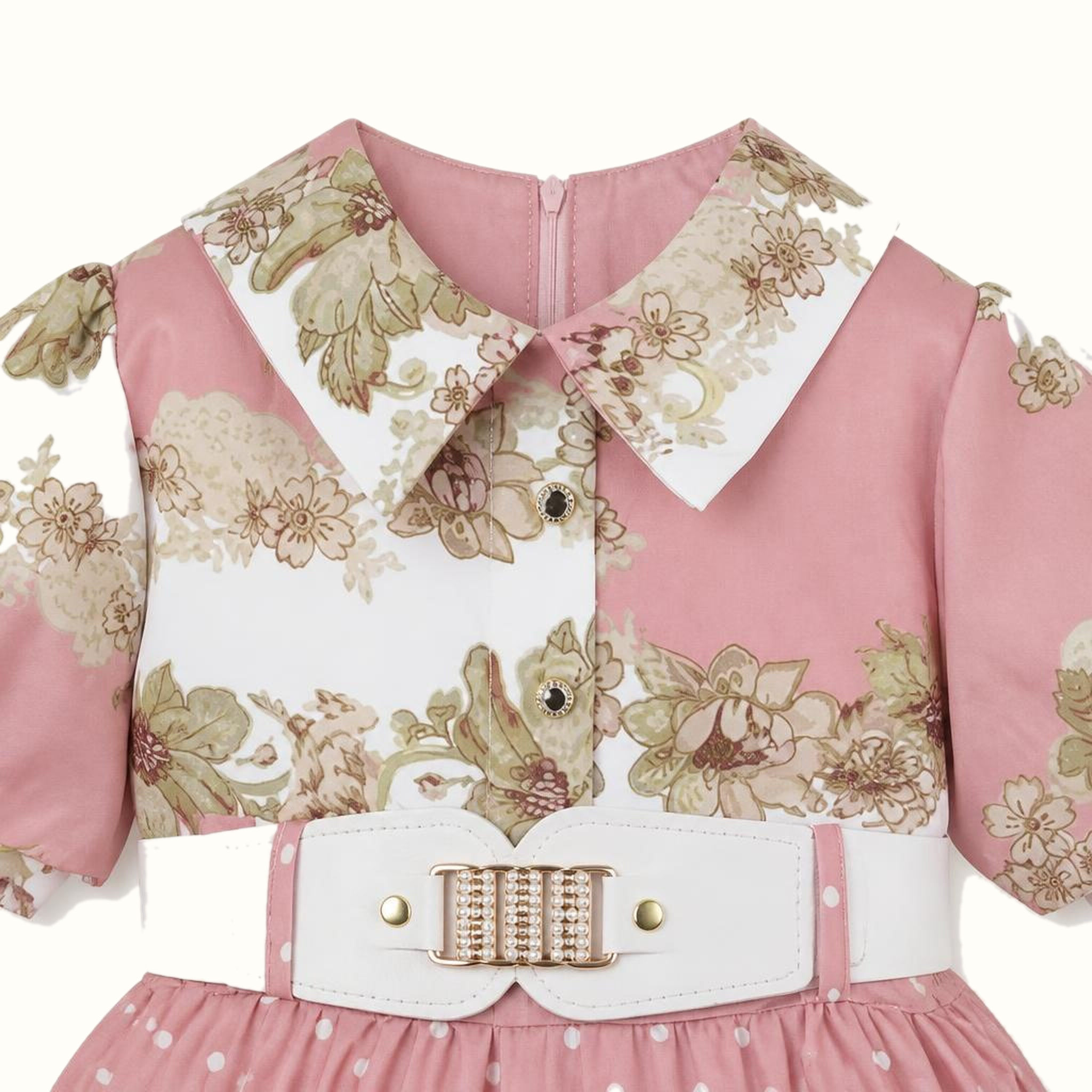 Girls' Floral Polka-Dot Dress - ZAH-1381