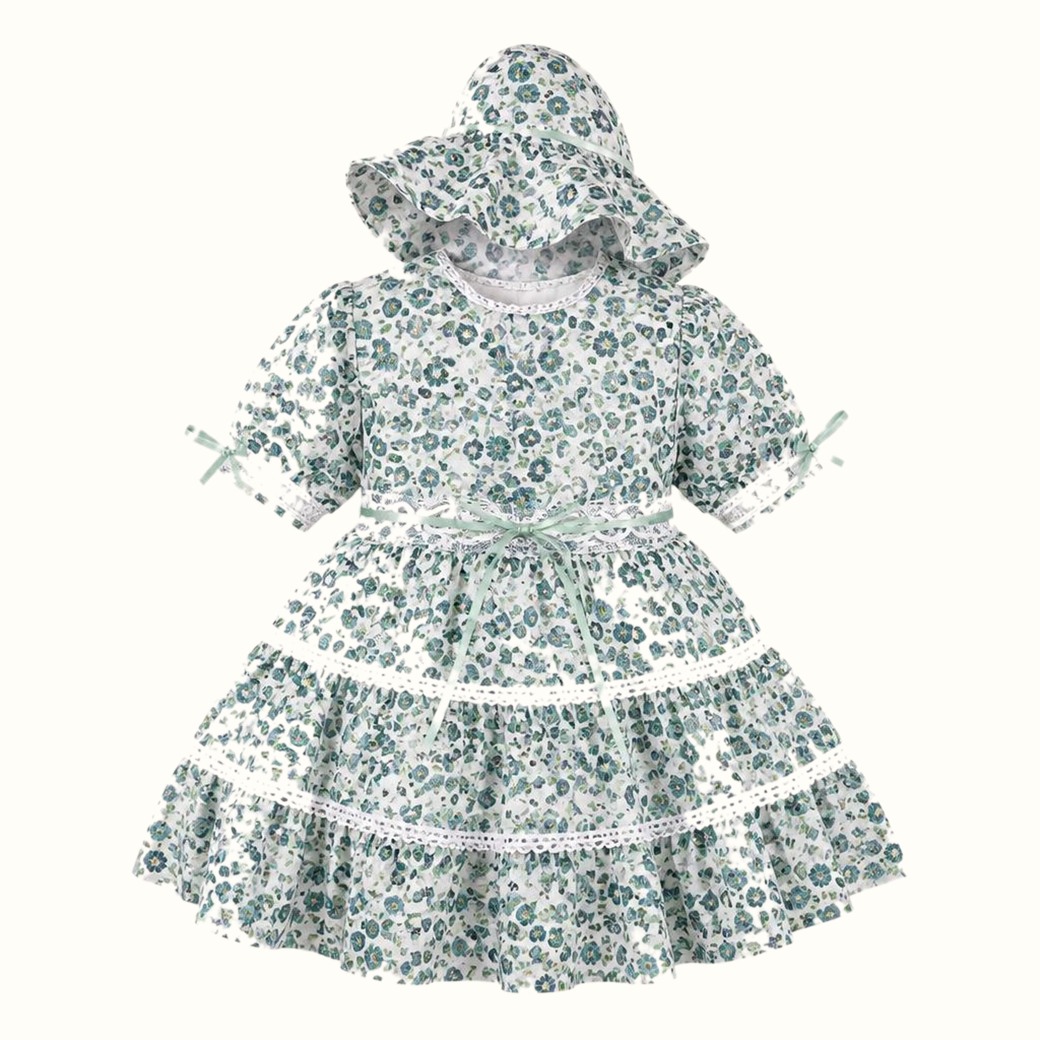 Girls' Floral Ruffle Bow-Detail Dress - ZAH-1382