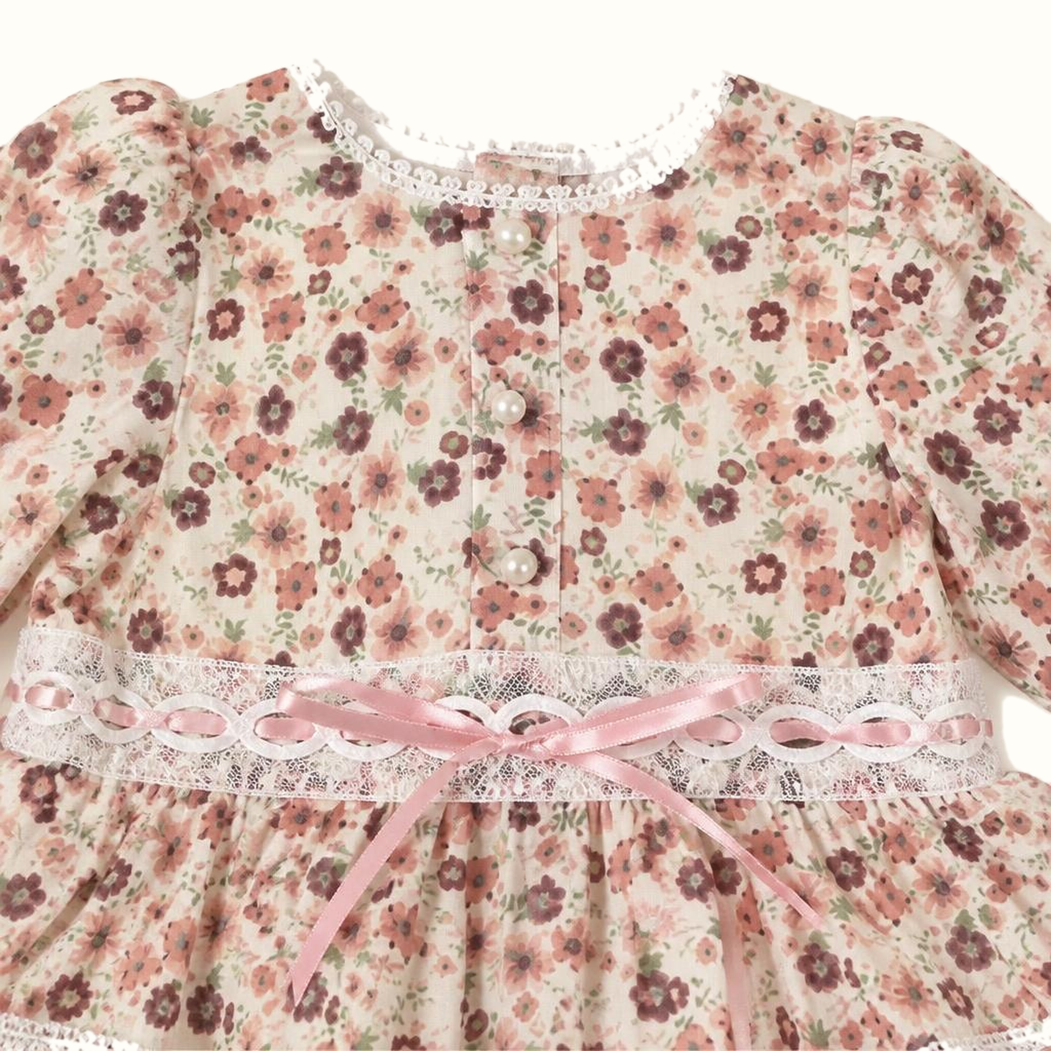 Girls' Floral Ruffle Bow-Detail Dress - ZAH-1382