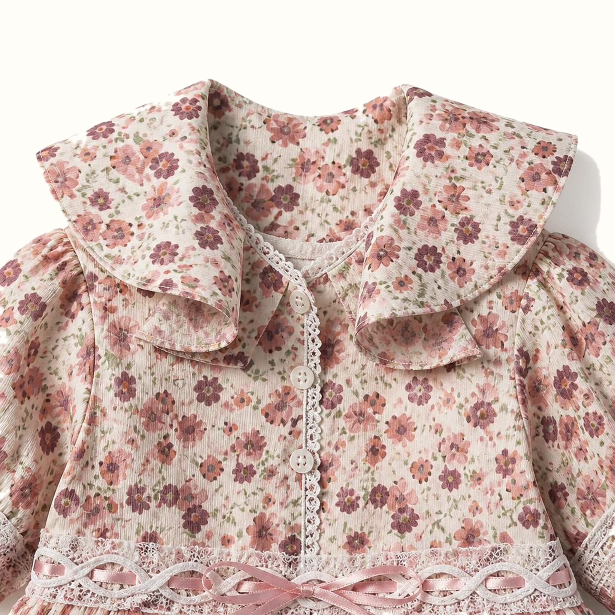 Girls' Floral Ruffle Bow-Detail Dress - ZAH-1382
