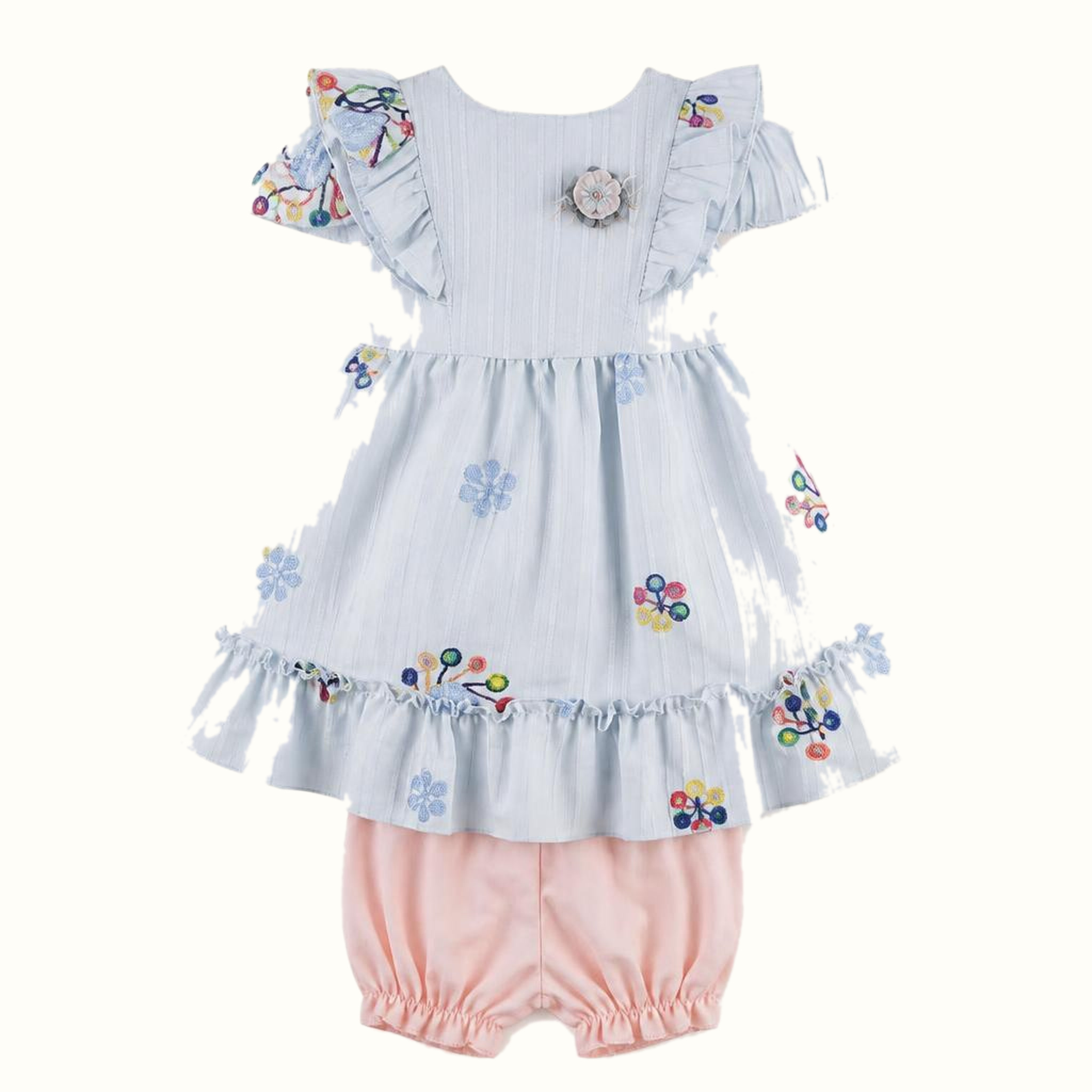 Girls' Embroidered Floral Ruffle Dress - ZAH-1387