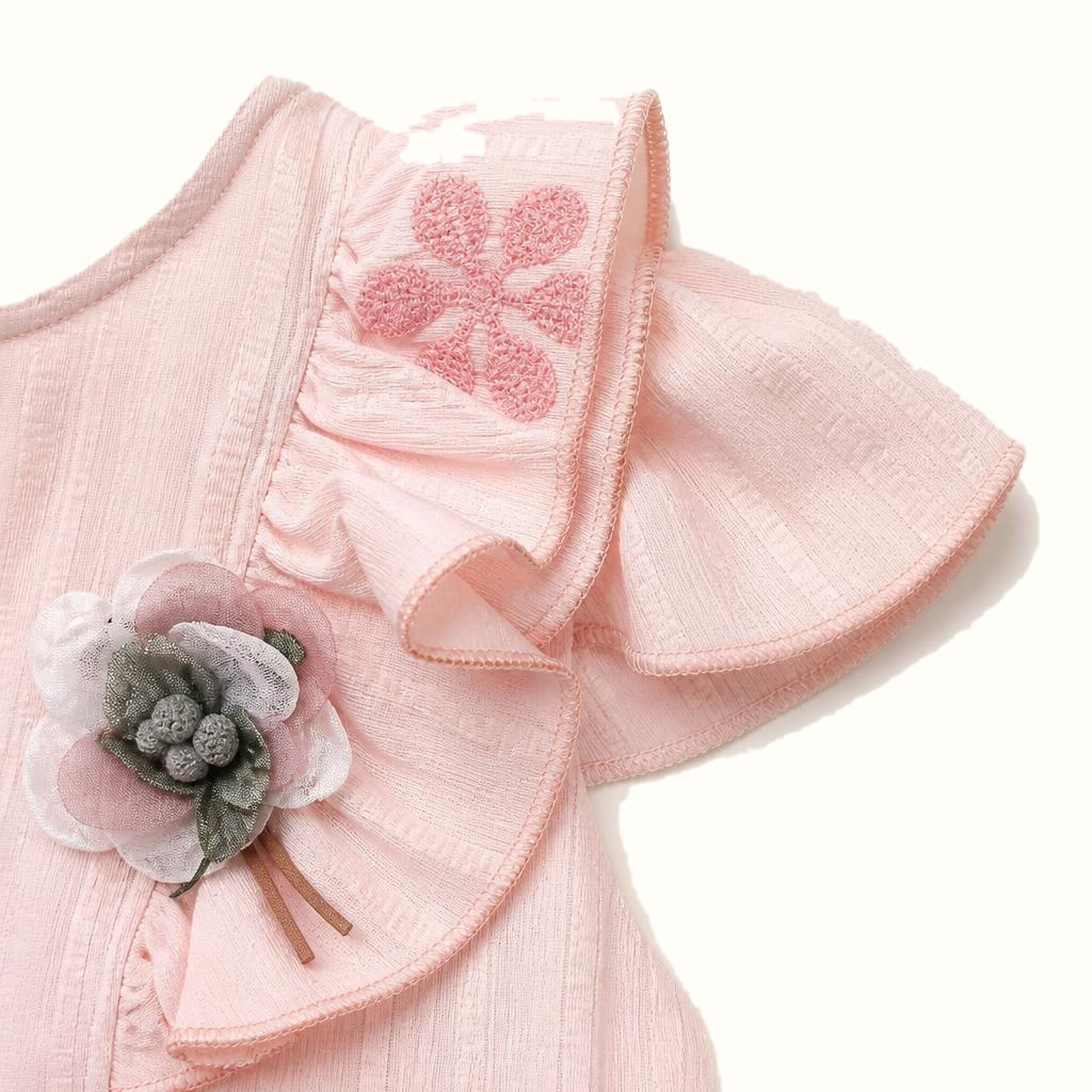 Girls' Embroidered Floral Ruffle Dress - ZAH-1387