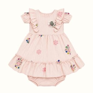 Girls' Embroidered Floral Ruffle Dress - ZAH-1387