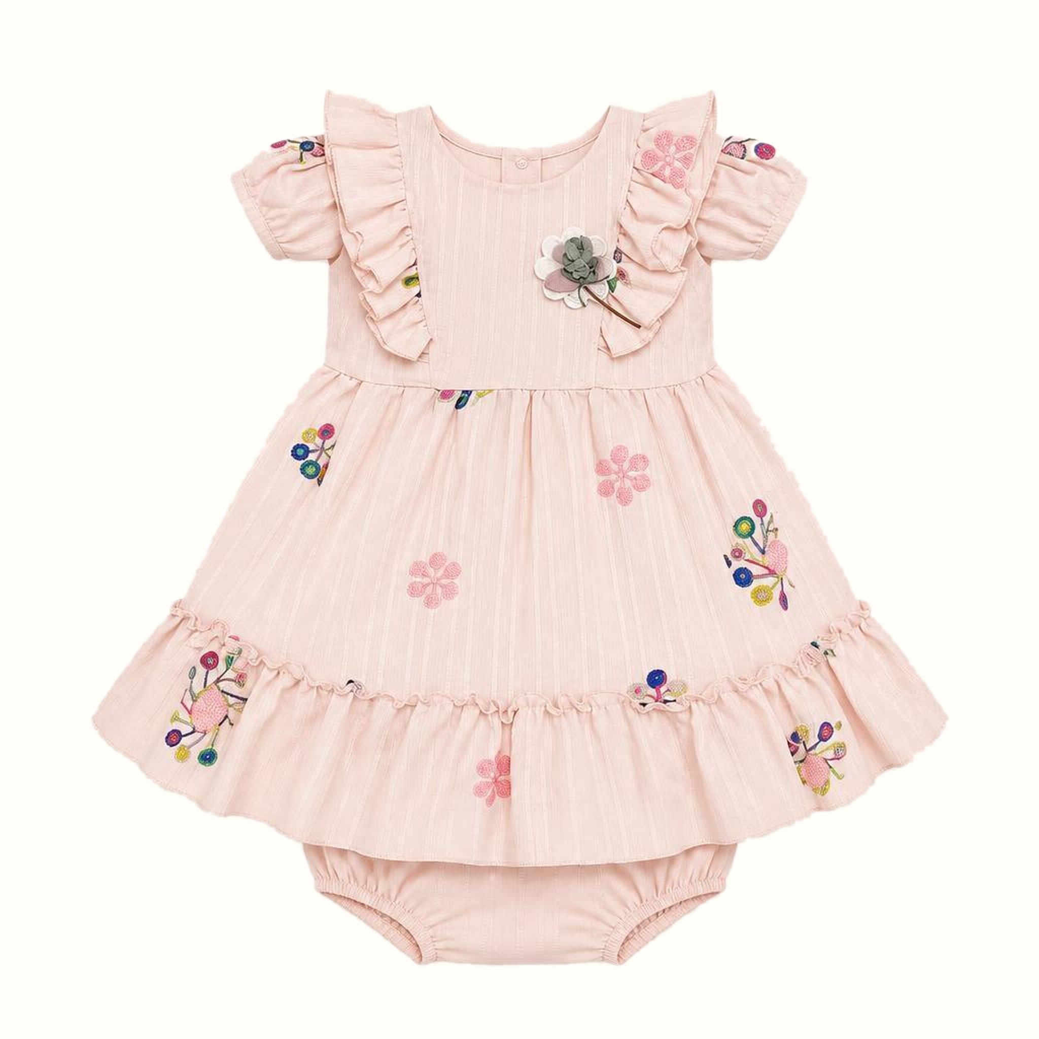 Girls' Embroidered Floral Ruffle Dress - ZAH-1387