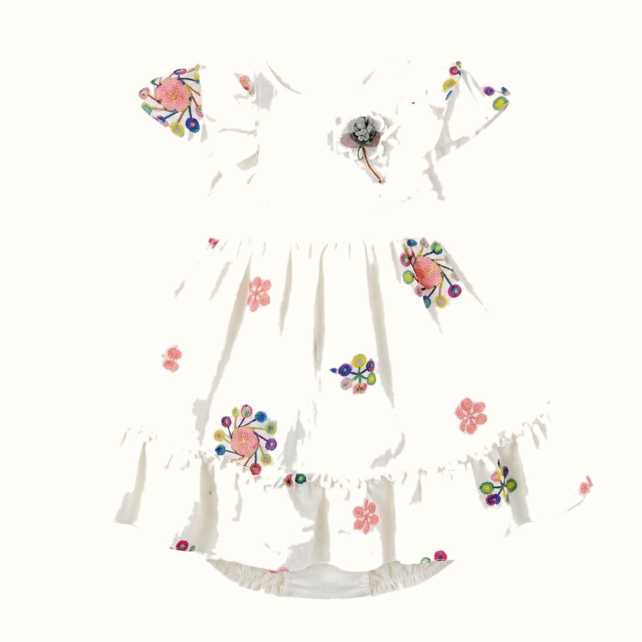 Girls' Embroidered Floral Ruffle Dress - ZAH-1387