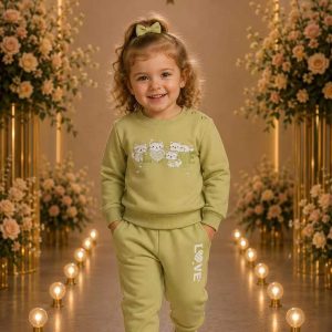 Girls' Sage Green Character Sweatshirt & Jogger Set