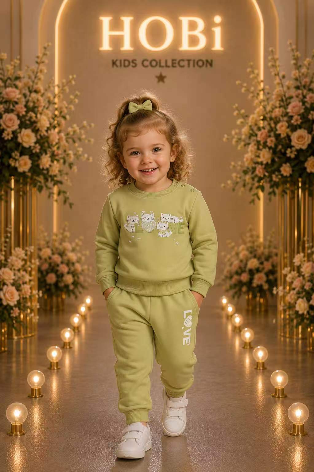 Girls' Sage Green Character Sweatshirt & Jogger Set