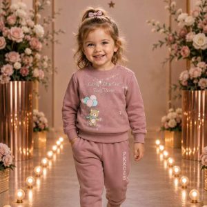 Girls' Dusty Pink Character Sweatshirt & Jogger Set