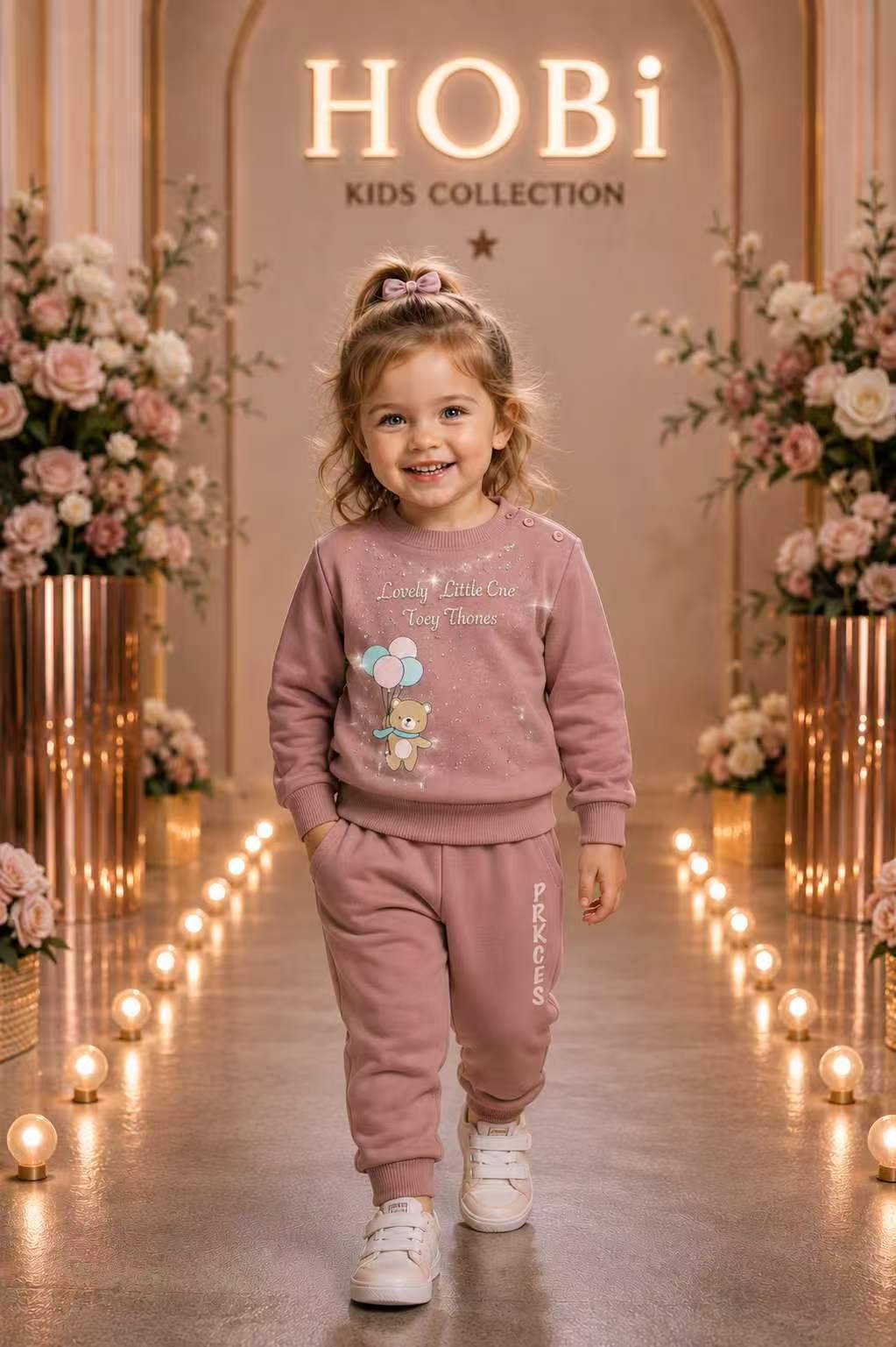 Girls' Dusty Pink Character Sweatshirt & Jogger Set