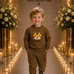 Boys' Brown Animal Graphic Sweatshirt & Jogger Set