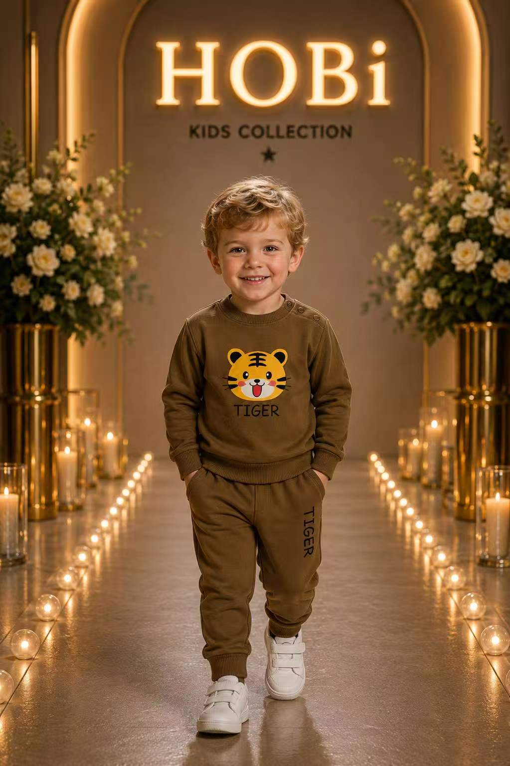 Boys' Brown Animal Graphic Sweatshirt & Jogger Set
