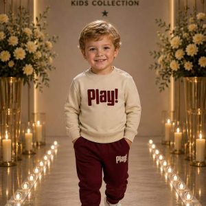 Boys' Cream Play Graphic Sweatshirt & Jogger Set