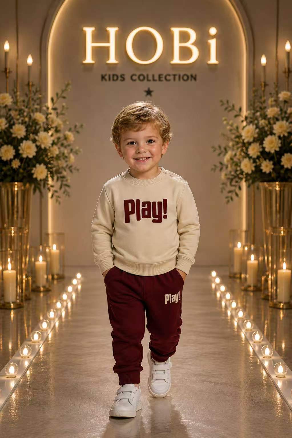 Boys' Cream Play Graphic Sweatshirt & Jogger Set