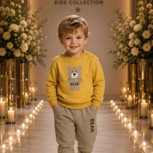 Boys' Mustard Bear Graphic Sweatshirt & Jogger Set