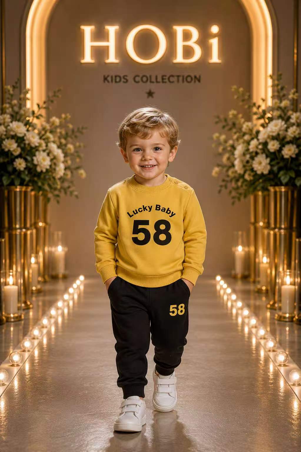 Boys' Yellow Number 58 Sweatshirt & Jogger Set