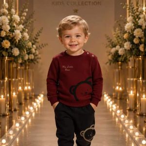 Boys' Burgundy Graphic Sweatshirt & Jogger Set