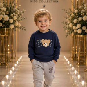 Boys' Navy Bear Graphic Sweatshirt & Jogger Set