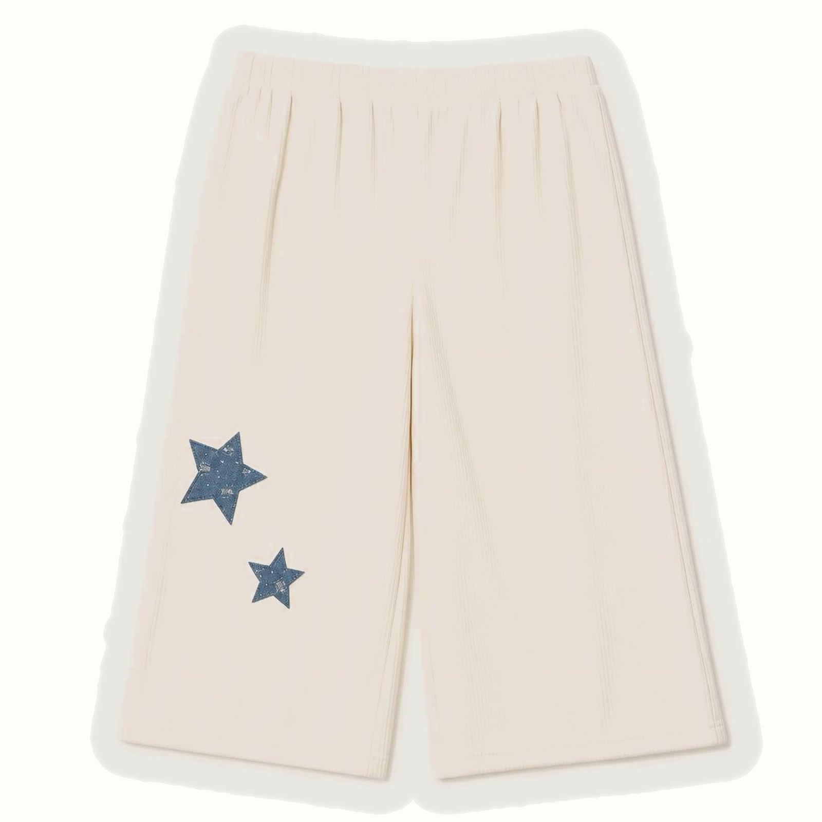 Girls' Cream Ribbed Star Applique Two-Piece Set - 25425