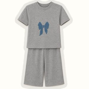 Children's Bowknot Short Sleeve Set - BX-1139