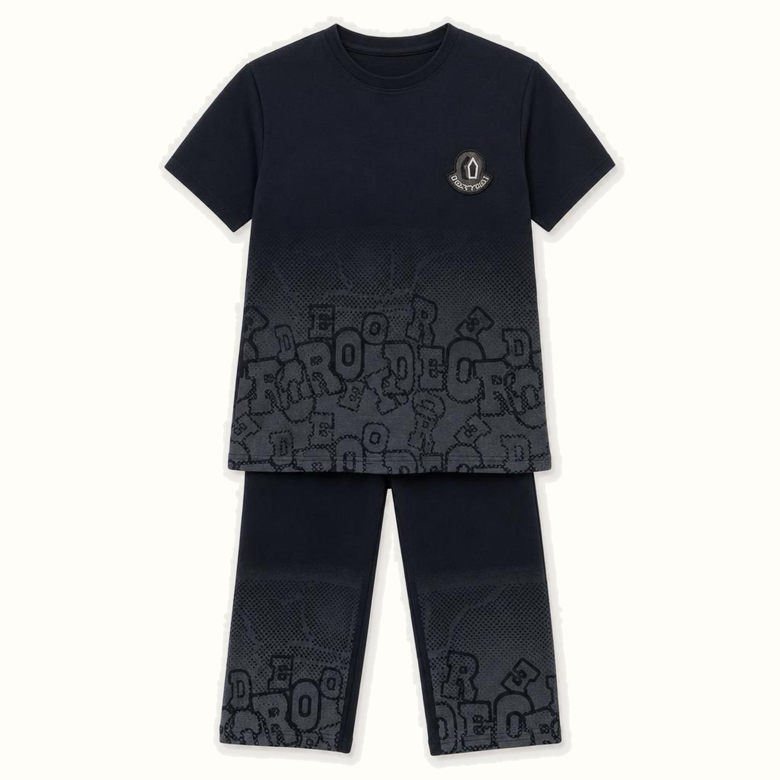 Children's Gradient Letter Print Set - 1198B