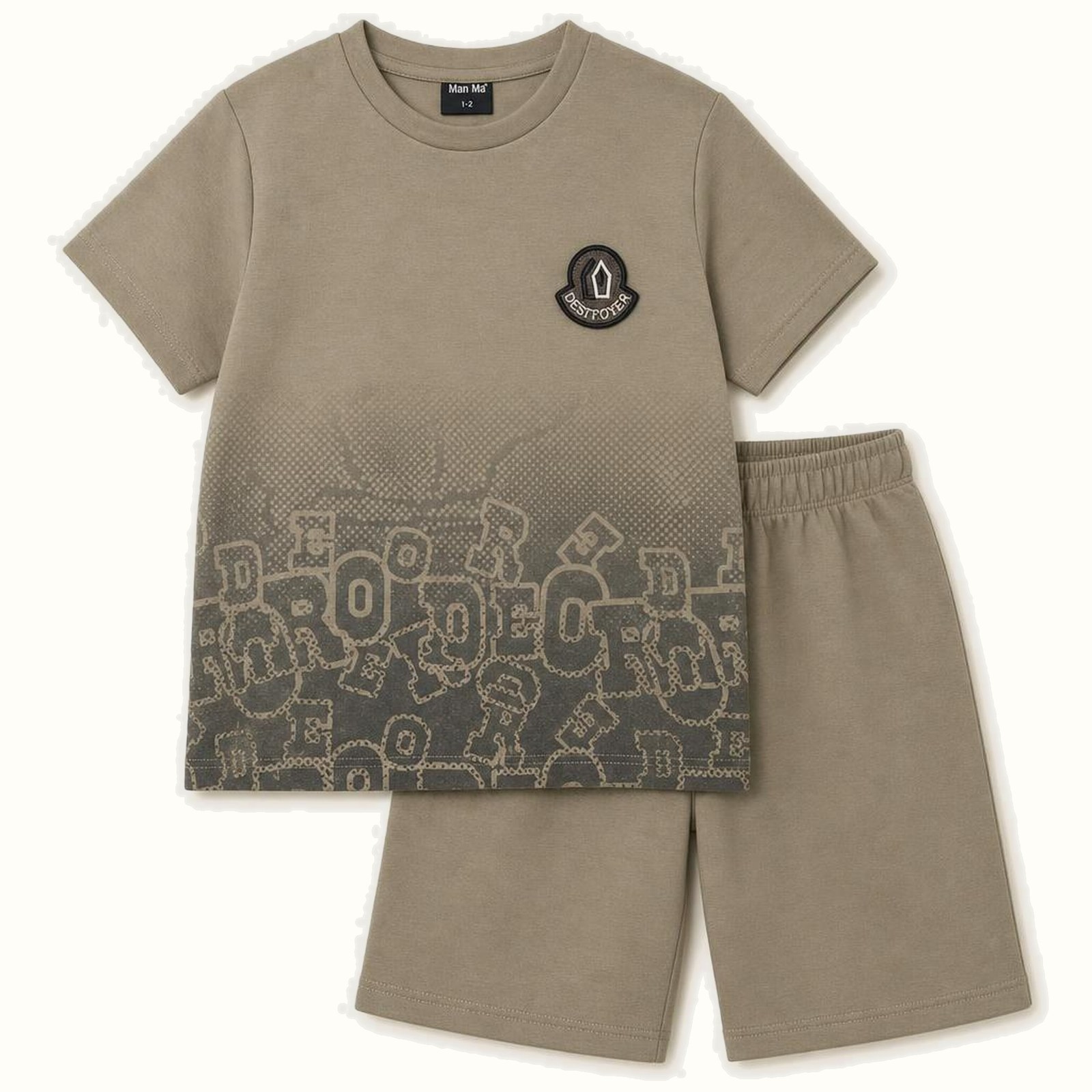 Children's Gradient Letter Print Set - 1198B