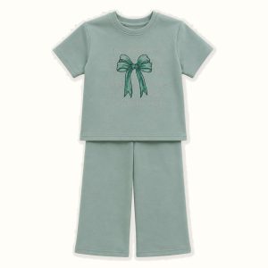 Bow Print Short Sleeve Set - BX-1223