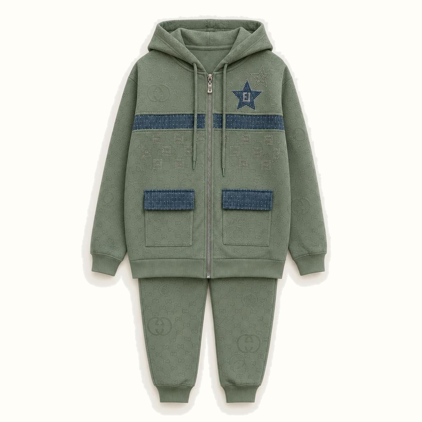 Children's Hooded Zipper Jacket Set - TH-10