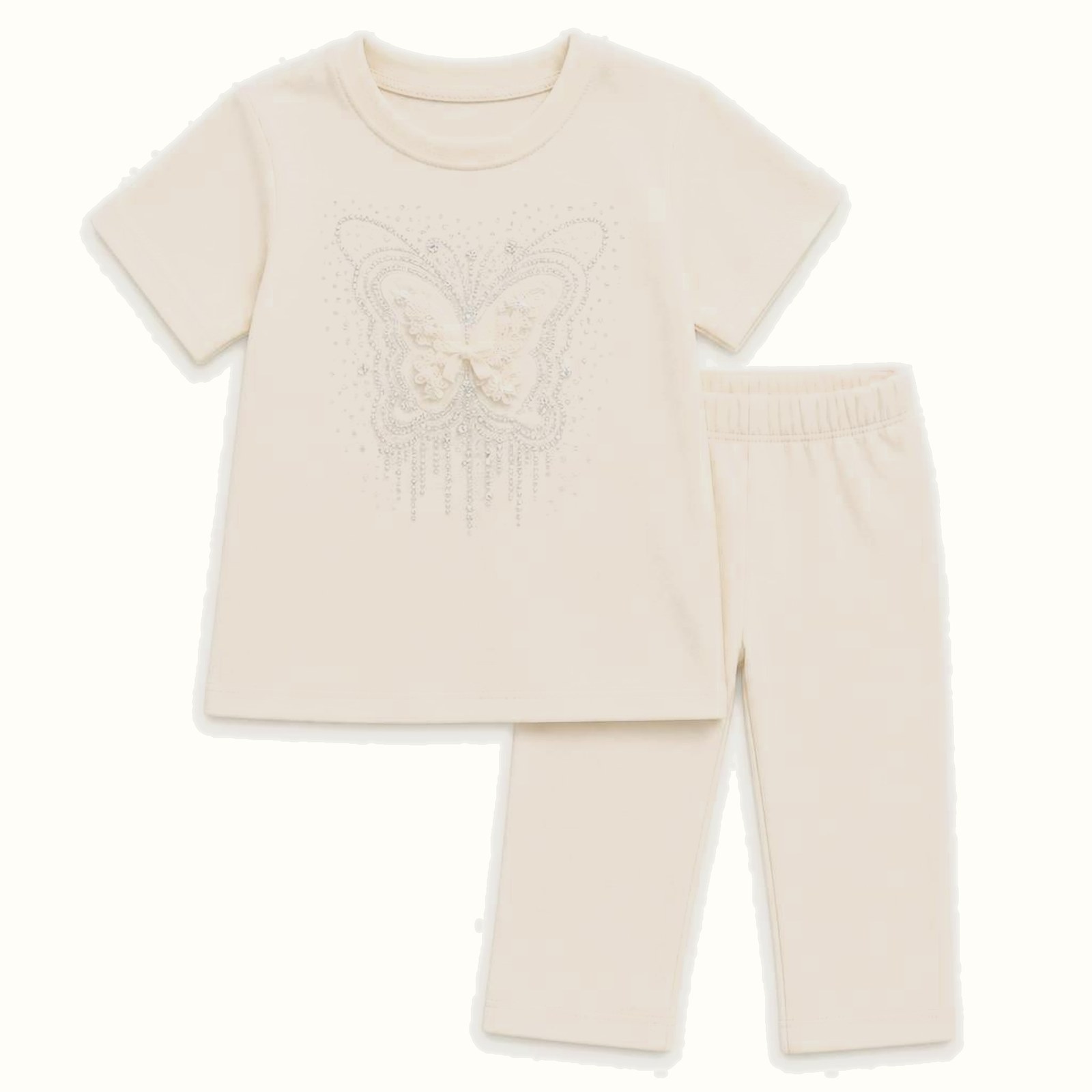 Butterfly Embroidered Short Sleeve Set - BX-1162
