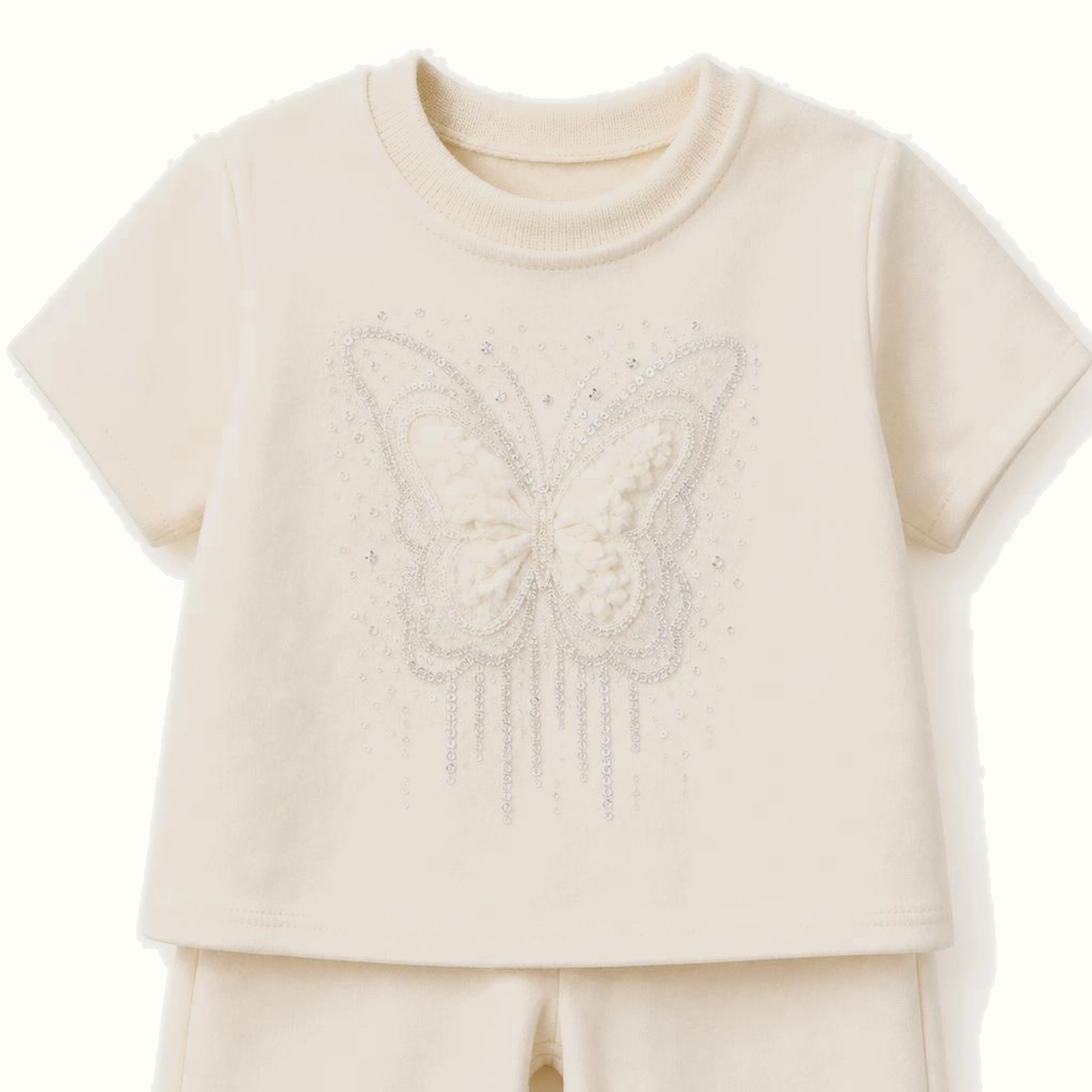 Butterfly Embroidered Short Sleeve Set - BX-1162