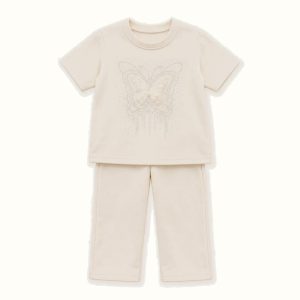 Butterfly Embroidered Short Sleeve Set - BX-1162