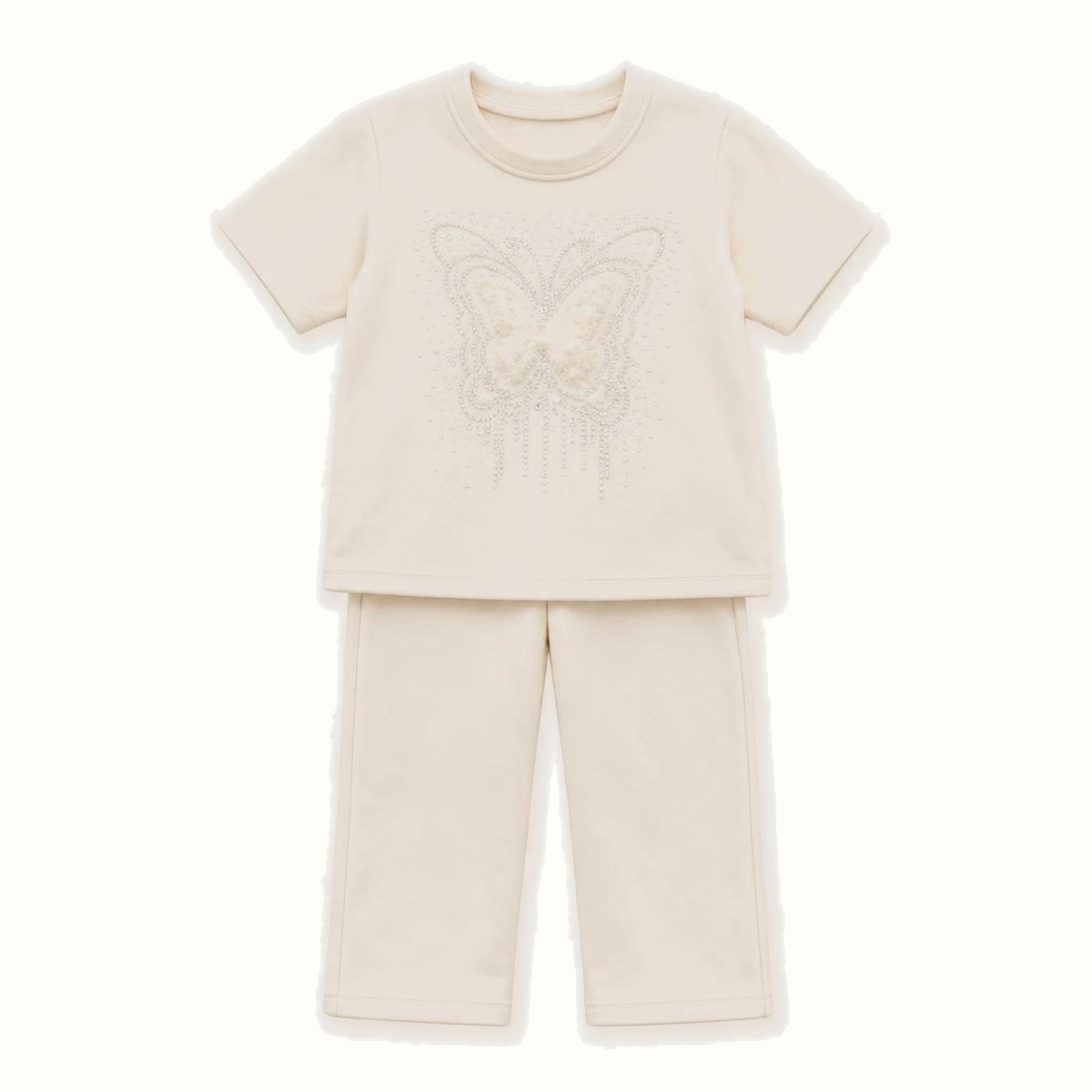 Butterfly Embroidered Short Sleeve Set - BX-1162