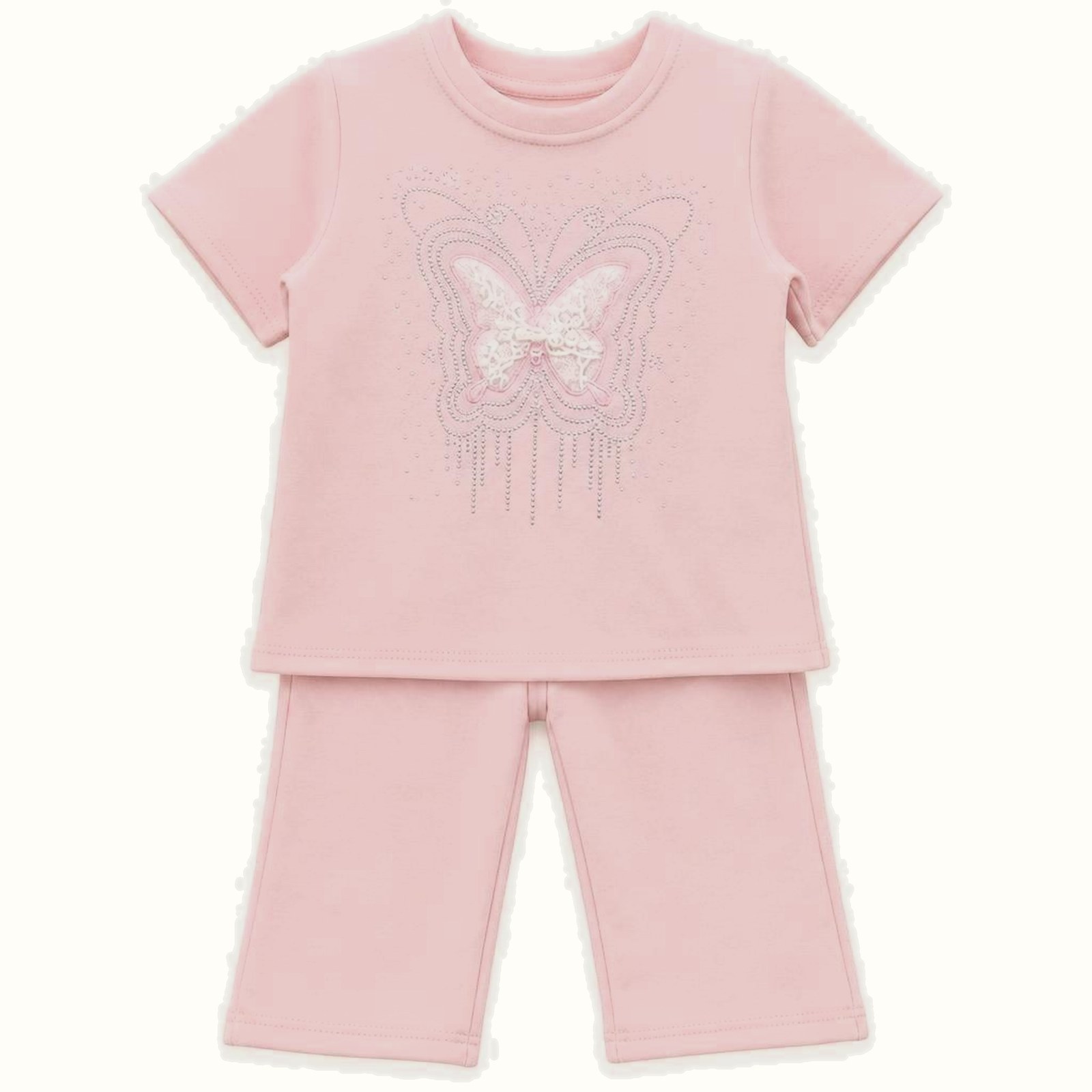 Butterfly Embroidered Short Sleeve Set - BX-1162