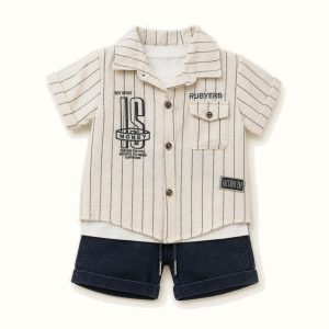 Boys' Striped Short Sleeve Shirt Set - CS-11