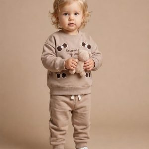 Kids' Taupe Playful Graphic Sweatshirt & Jogger Set
