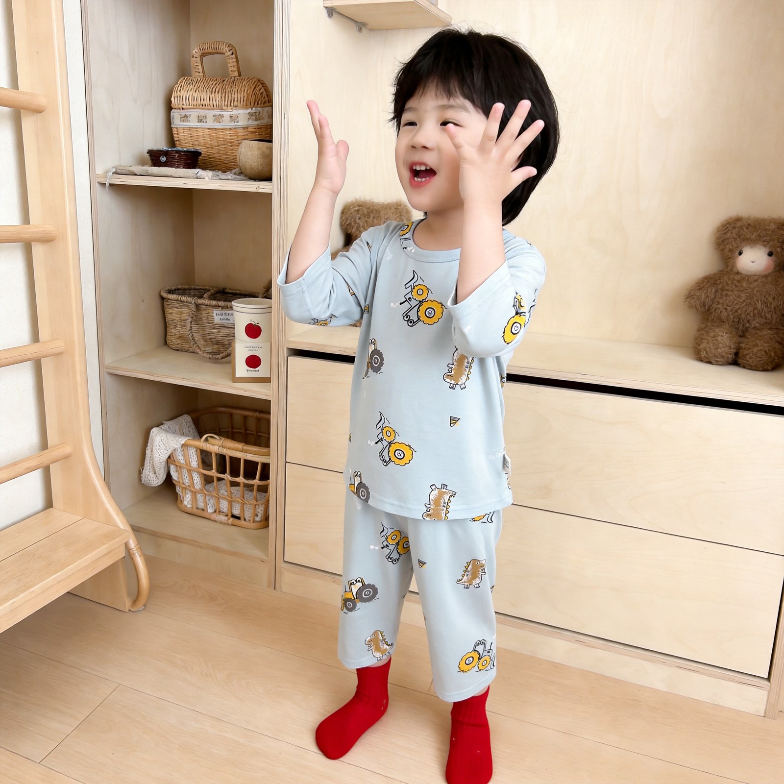 Icelandic cotton air conditioning suit (eight-quarter sleeves) 130-160