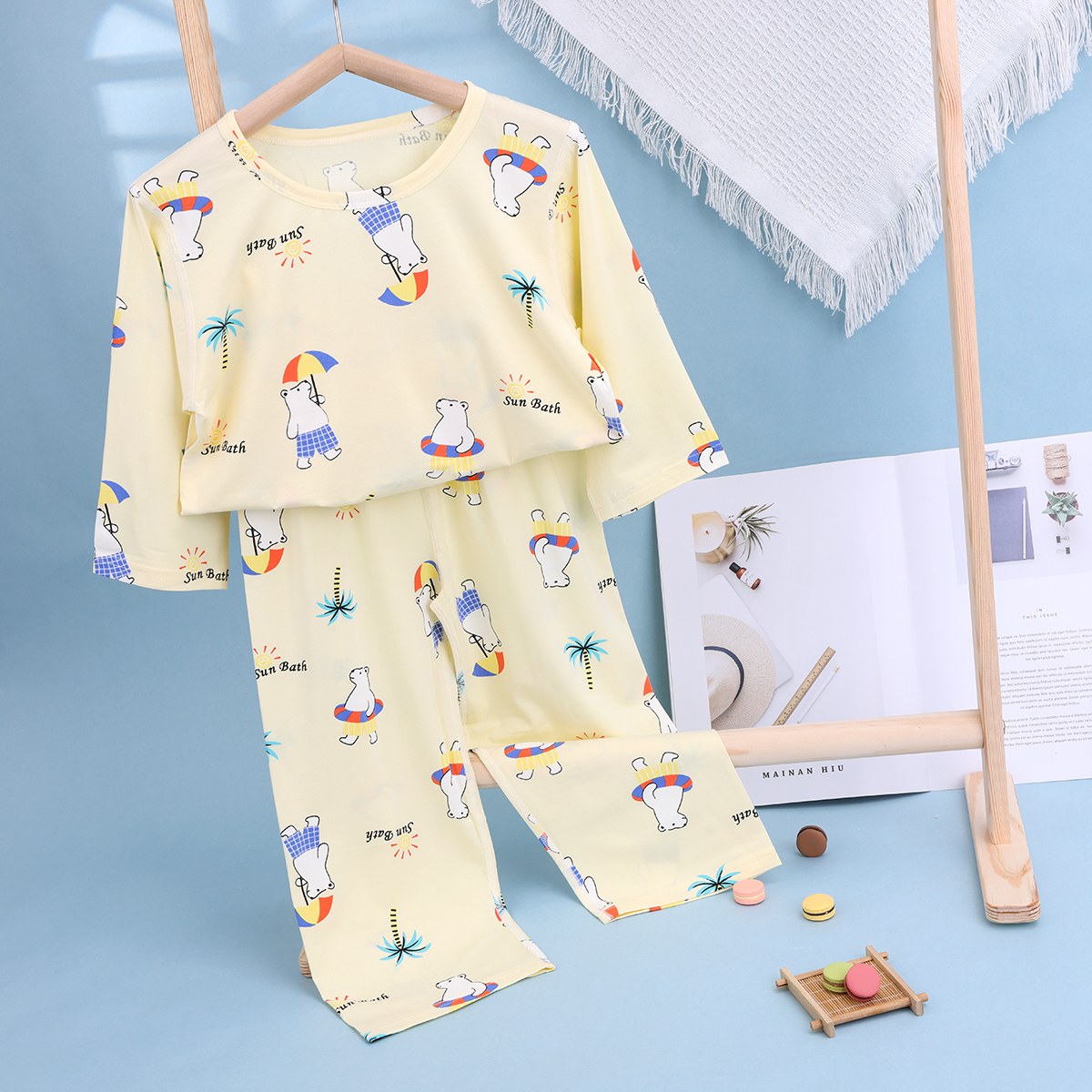 Icelandic cotton air conditioning suit (eight-quarter sleeves) 130-160