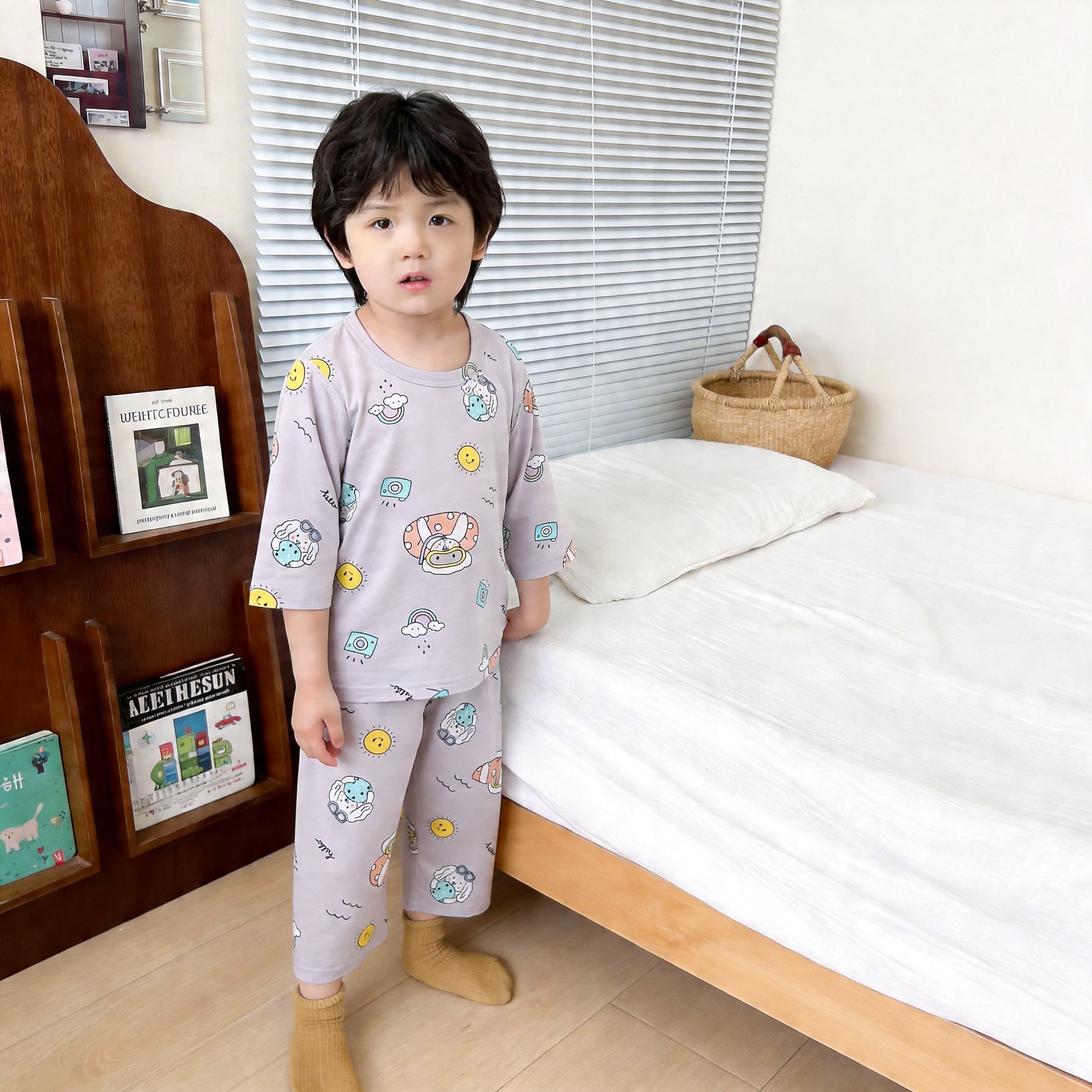 Icelandic cotton air conditioning suit (eight-quarter sleeves) 130-160
