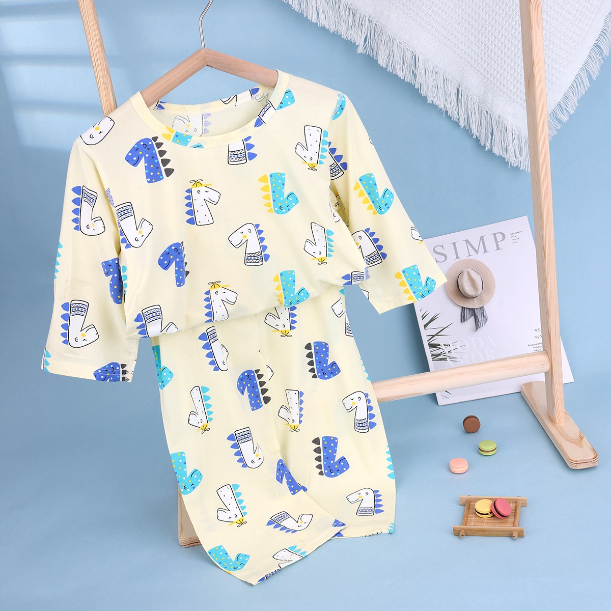 Icelandic cotton air conditioning suit (eight-quarter sleeves) 130-160